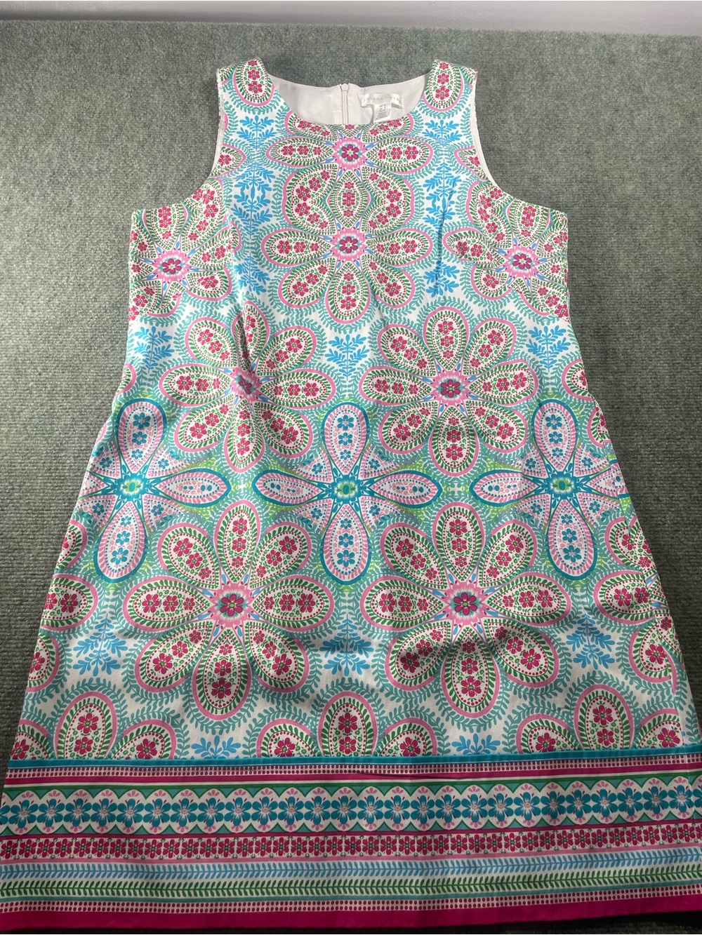London Times Floral Shift Dress in Teal & Fuchsia